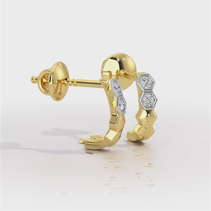 Majestic Marvel Silver Stud Earrings - Yellow Gold Video