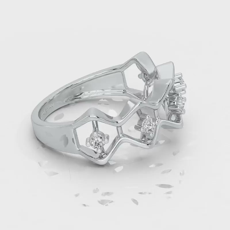 Star Row Silver Ring - White Gold Video