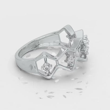 Star Row Silver Ring - White Gold Video