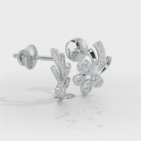 Holy Serenade Silver Stud Earrings - White Gold Video