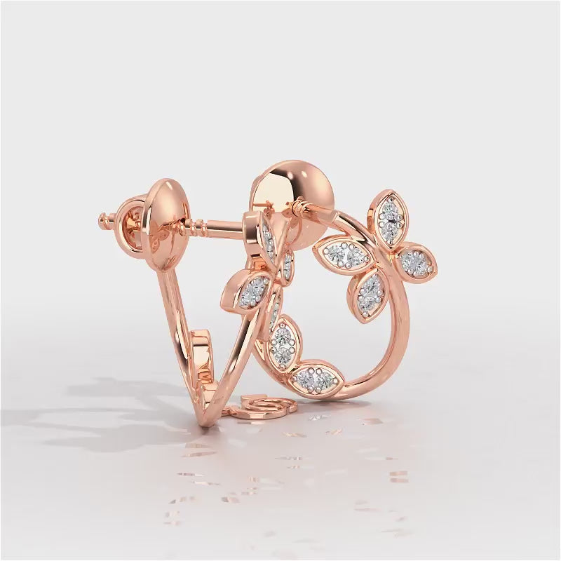 Celestial Captivation Silver Stud Earrings - Rose Gold Video