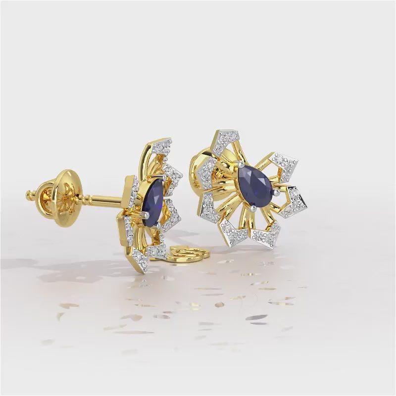 Semi Charm Silver Earrings - Yellow Gold Video