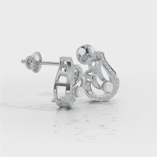 Quidditch Silver Pearl Earrings - White Gold Video