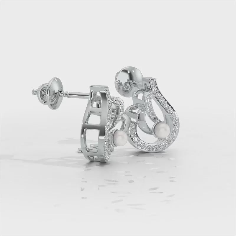Quidditch Silver Pearl Earrings - White Gold Video