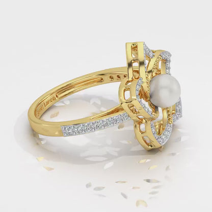 Pole Star Silver Pearl Ring - Yellow Gold Video