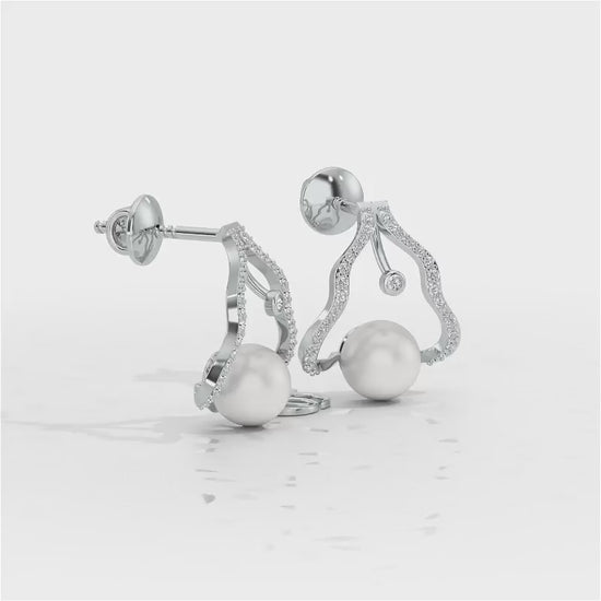Glad Silver Pearl Earrings - White Gold Video