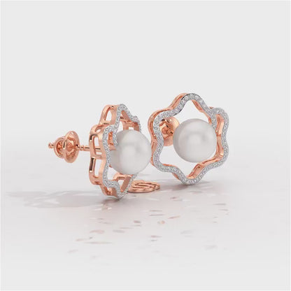 Little Shine Silver Pearl Earrings - Rose Gold Video
