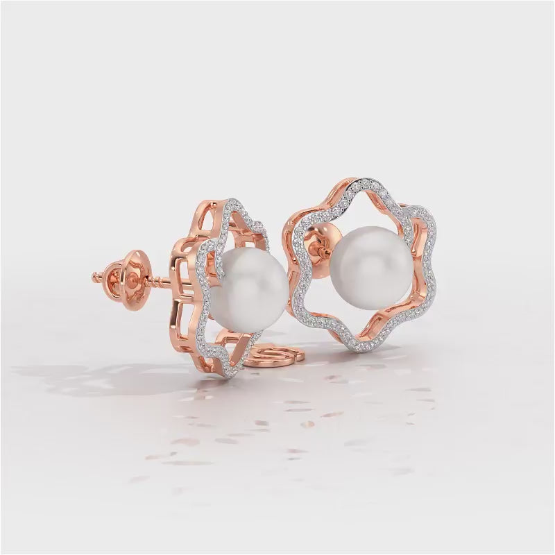 Little Shine Silver Pearl Earrings - Rose Gold Video