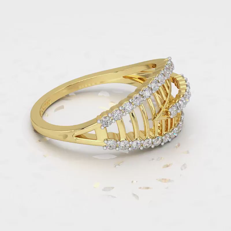 Shine Tracery Silver Ring - Yellow Gold Video