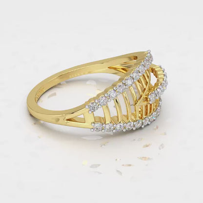 Shine Tracery Silver Ring - Yellow Gold Video