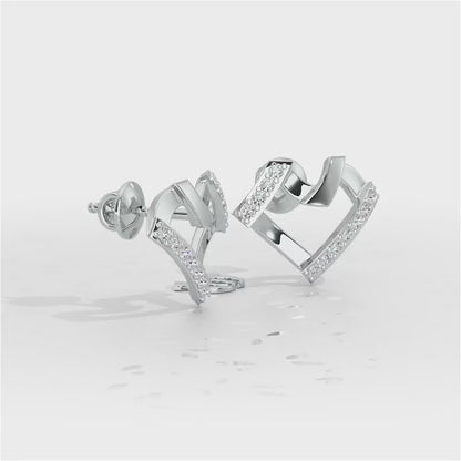Heart Gleam Silver Stud Earrings - White Gold Video