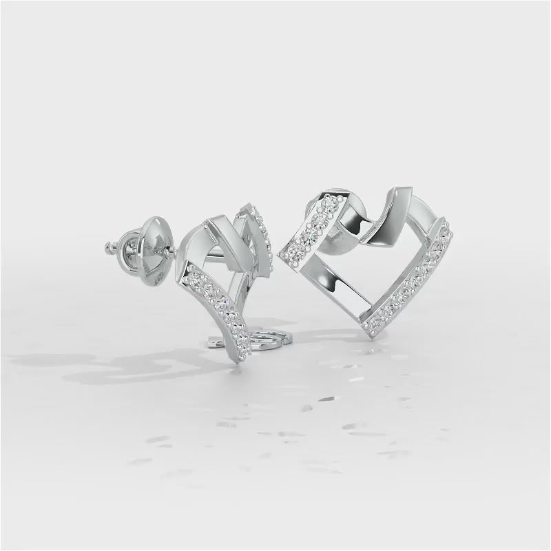 Heart Gleam Silver Stud Earrings - White Gold Video