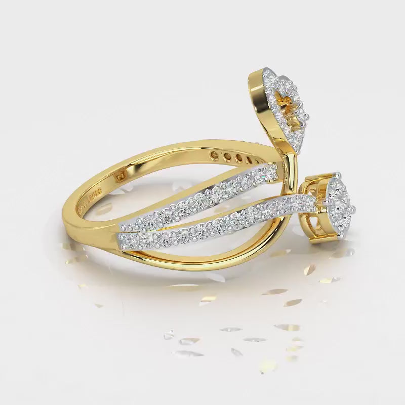 Heart Gloria Silver Ring - Yellow Gold Video