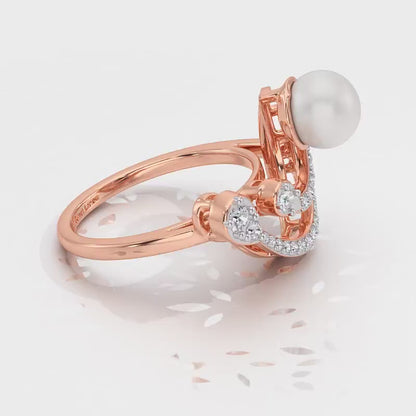 Regalia Silver Pearl Ring - Rose Gold Video