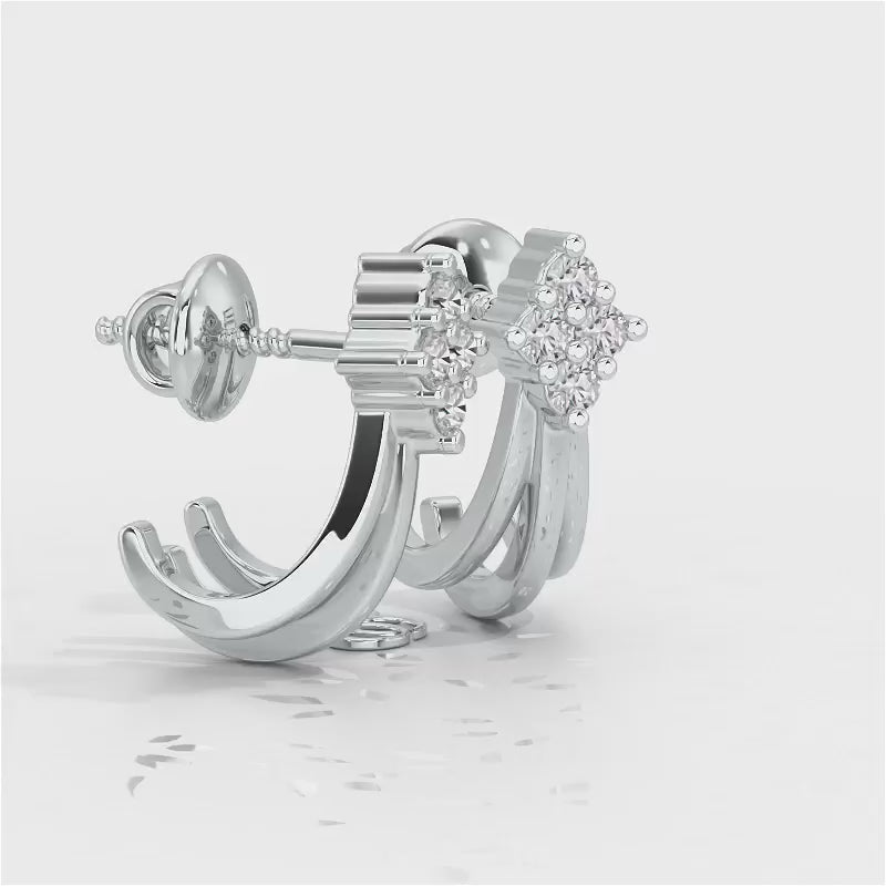 Branched Silver Bali Earrings - White Gold Video