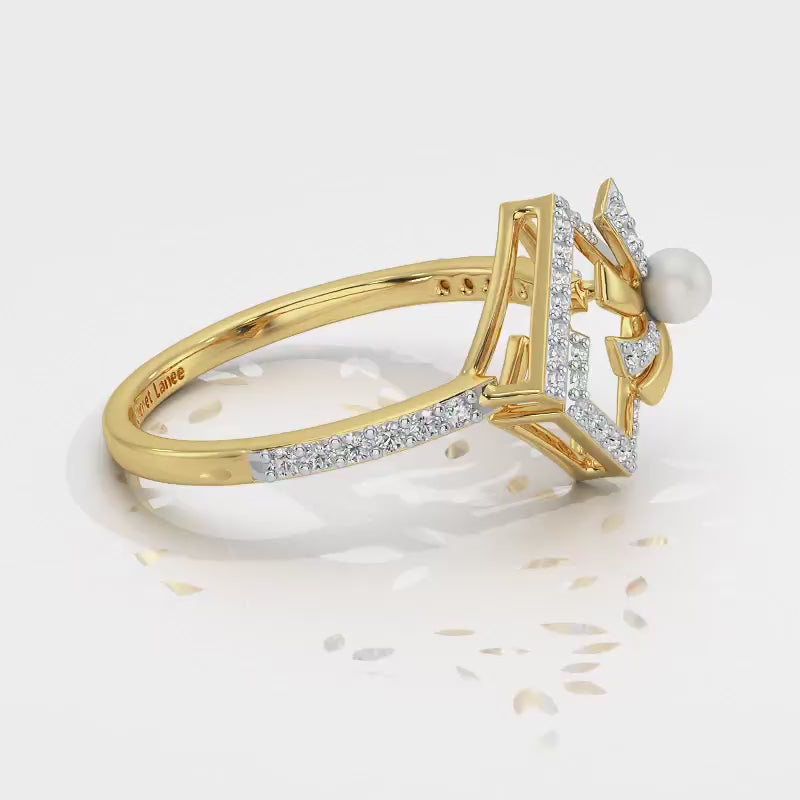 Spinguard Silver Pearl Ring - Yellow Gold Video
