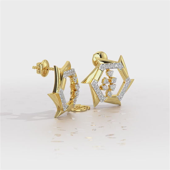 Aurora Wheels Silver Earrings - Yellow Gold Video