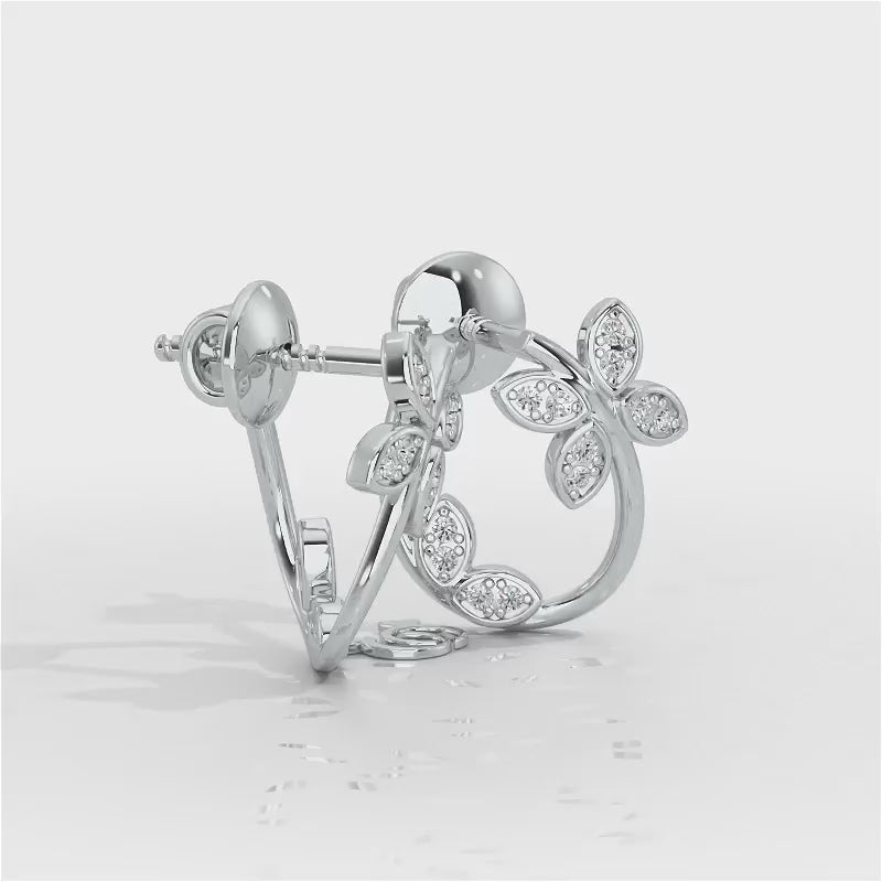 Celestial Captivation Silver Stud Earrings - White Gold Video