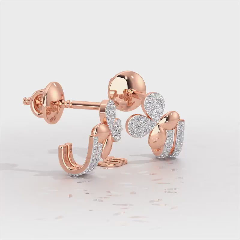 Lustrous Luminary Silver Stud Earrings - Rose Gold Video
