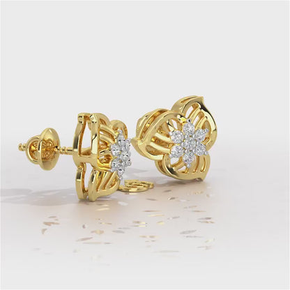 Fan Bloom Silver Earrings - Yellow Gold Video