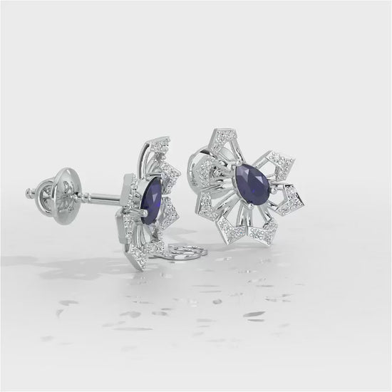 Semi Charm Silver Earrings - White Gold Video