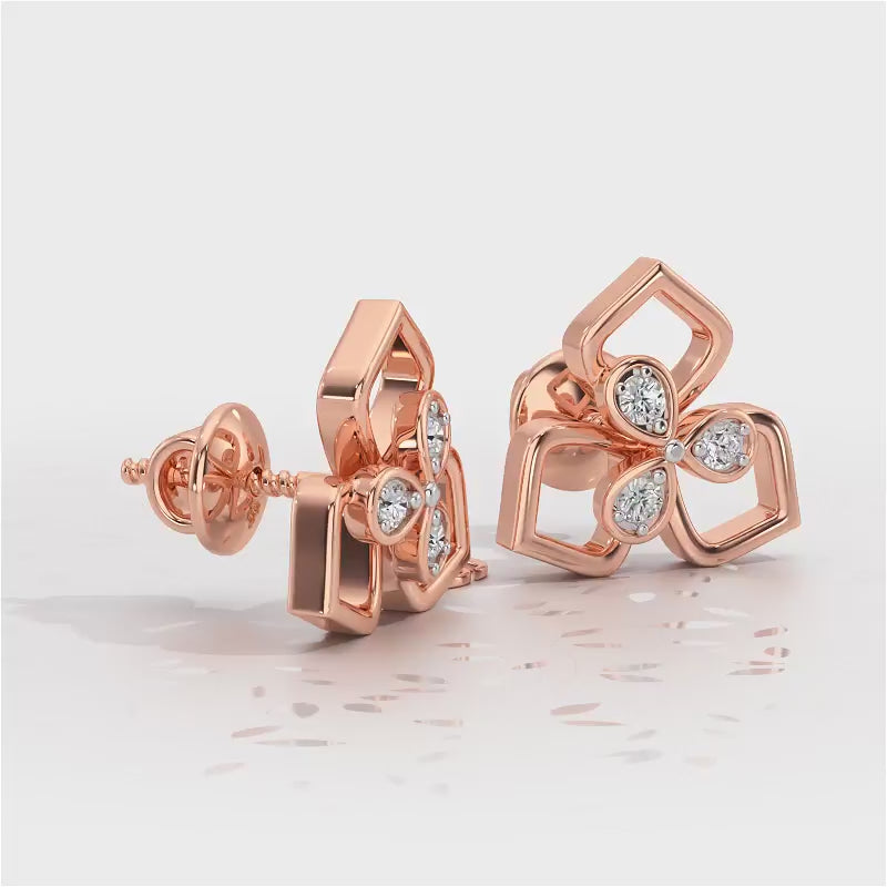 Wire Petals Silver Earrings - Rose Gold Video