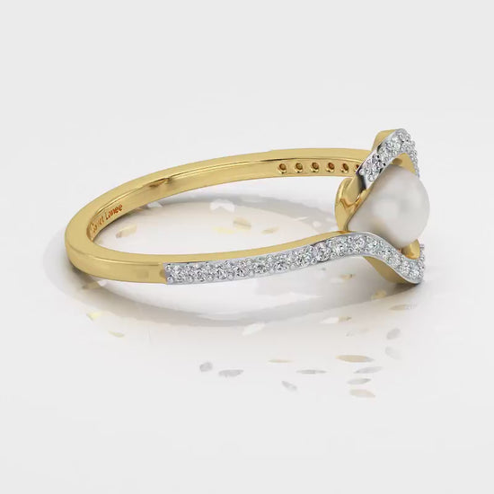 Vibe Silver Pearl Ring - Yellow Gold Video