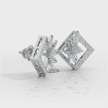 Famed Bloom Silver Studs - White Gold Video