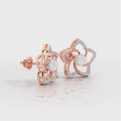 Pole Star Silver Pearl Earrings - Rose Gold Video