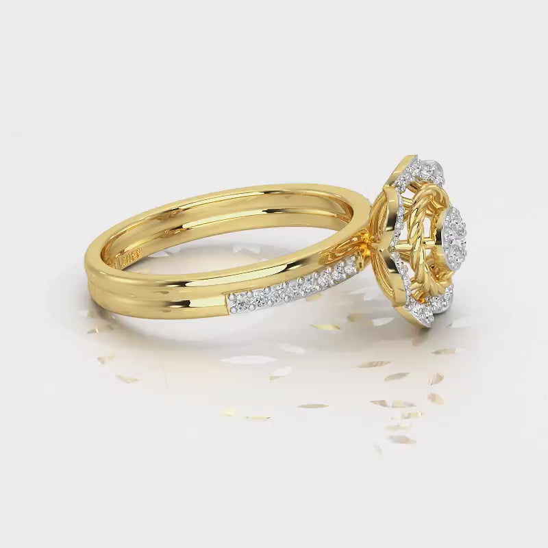 Daisy Delight Silver Ring - Yellow Gold Video