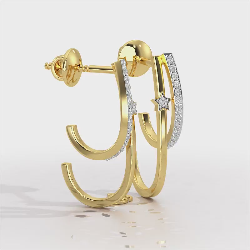 Vibrant Star Silver Stud Earrings - Yellow Gold Video