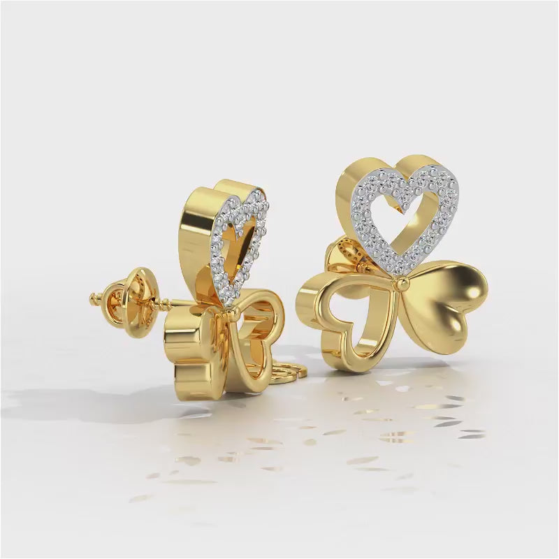 Luck By Heart Silver Studs - Yellow Gold Video