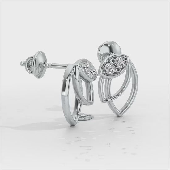Blooming Lotus Silver Earrings - White Gold Video