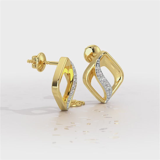 Crescent Spark Silver Earrings - Yellow Gold Video