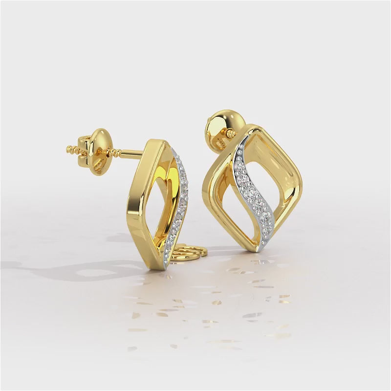 Crescent Spark Silver Earrings - Yellow Gold Video