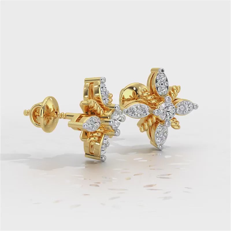 Tiny Sunflower Studs - Yellow Gold Video
