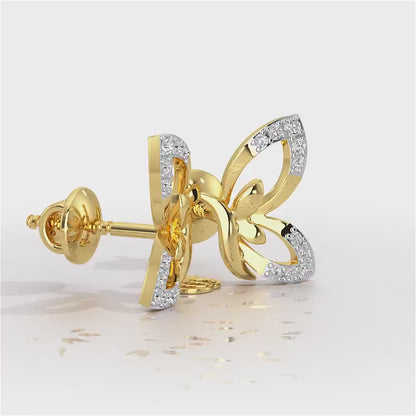 Opulent Flight Silver Stud Earrings - Yellow Gold Video