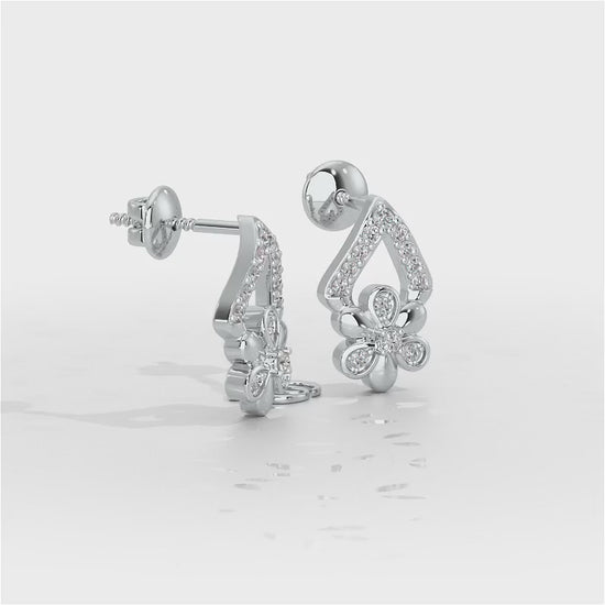 Petal Perfection Silver Earrings - White Gold Video