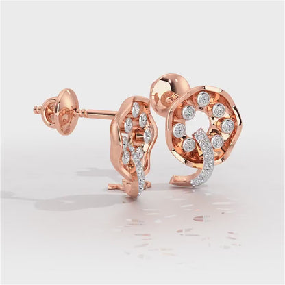 Sparkling Splendor Silver Stud Earrings - Rose Gold Video