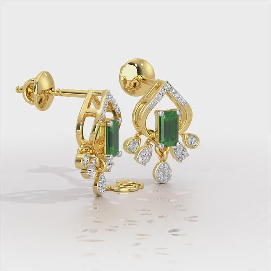 Forest Hint Silver Earrings - Yellow Gold Video