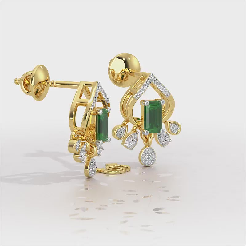 Forest Hint Silver Earrings - Yellow Gold Video