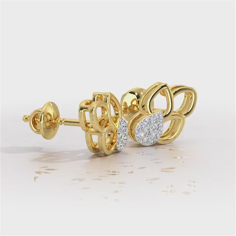 Ethereal Emotions Silver Stud Earrings - Yellow Gold Video