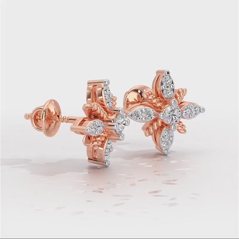Tiny Sunflower Studs - Rose Gold Video