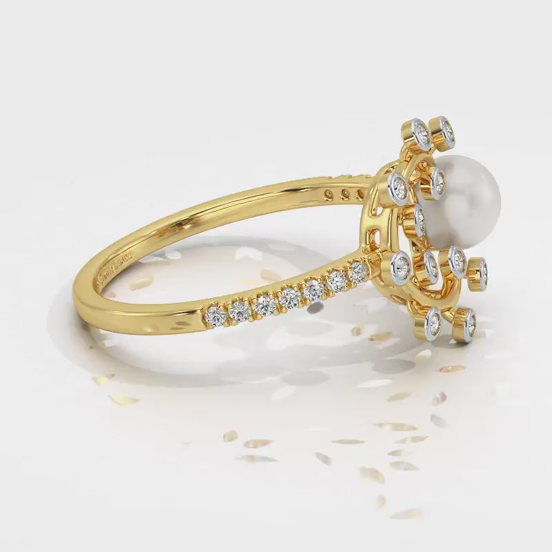 Shinwise Silver Pearl Ring - Yellow Gold Video