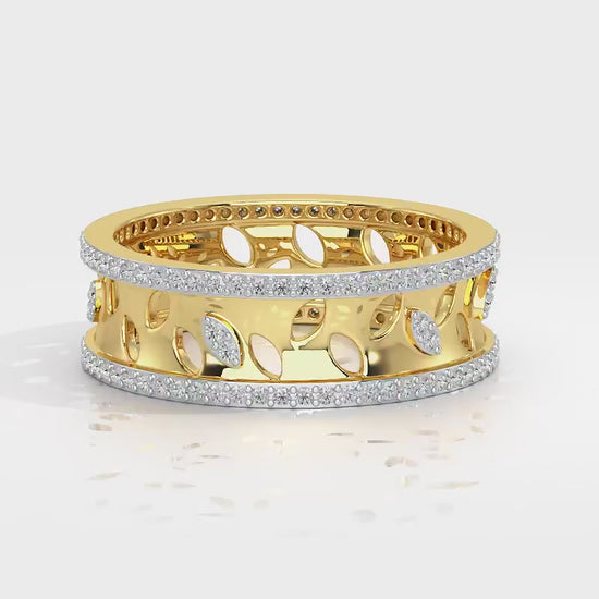 Glam Ferns Silver Band Ring - Yellow Gold Video