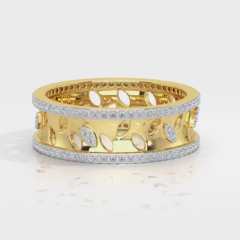 Glam Ferns Silver Band Ring - Yellow Gold Video
