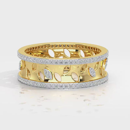 Glam Ferns Silver Band Ring - Yellow Gold Video