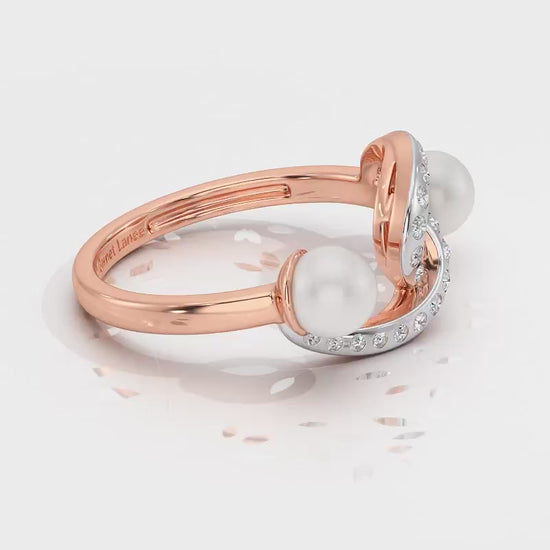 Swirl Twirl Silver Pearl Ring - Rose Gold Video