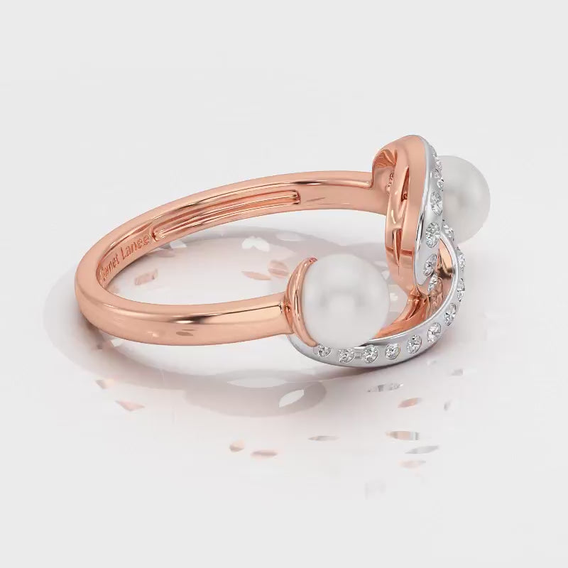 Swirl Twirl Silver Pearl Ring - Rose Gold Video