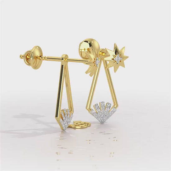Glittering Gala Silver Drop Earrings - Yellow Gold Video